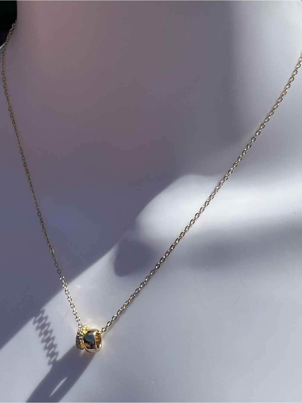 Delicate Gold Ring Pendant Necklace - Women's Necklace